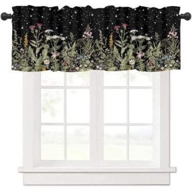 Imagem de Cortina de saia floral retrô, estilo rústico de casa de fazenda, botânica, floral, rústico, estampa de ervas, pequena janela, tratamentos para cozinha, sala de estar, bolso de varão, saia vintage 137