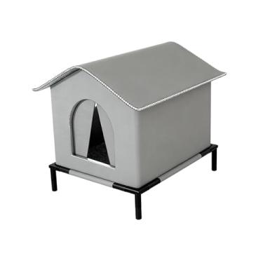 Imagem de MFMEXUL Casinha de Cachorro Externa para Gatos de Rua, Abrigo E Isolado à Prova de Vento, Quente E Confortável, Ideal para O Inverno No Seu Jardim, Cinza, M