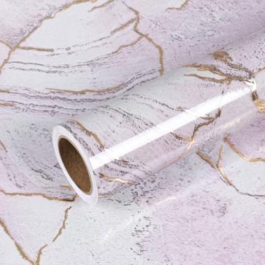 Imagem de VEELIKE Papel de contato de mármore rosa dourado para bancadas à prova d'água para cozinha banheiro 40 x 39 cm, papel de contato autoadesivo de vinil para bancada, papel de parede de mármore para