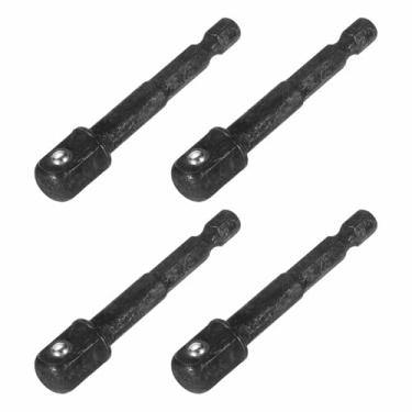 Imagem de HARFINGTON Adaptador de soquete de impacto, 4 peças, acionamento quadrado de 1/10.2 cm, haste sextavada de 6,6 cm, broca de extensão longa para conjuntos de soquetes de broca de porca de eixo, preto