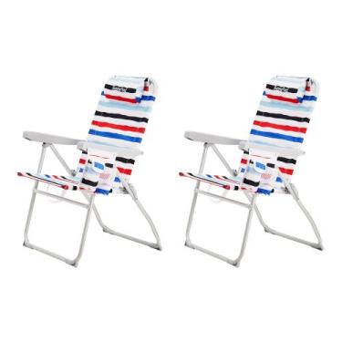 Imagem de Cadeira de praia SUNNYFEEL portátil com encosto alto dobrável vermelha