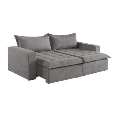 Imagem de Sofá Cama 4 Lugares Retrátil Reclinável Linho M-184 Martins Cinza