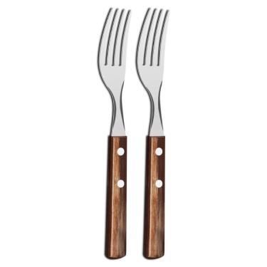 Imagem de Kit 2 Garfos De Mesa Tramontina Polywood Inox Cabo Castanho