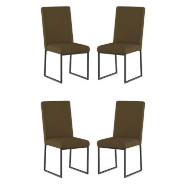 Imagem de Kit 4 Cadeiras Para Mesa De Jantar Base Industrial Preto Balaqui Marrom