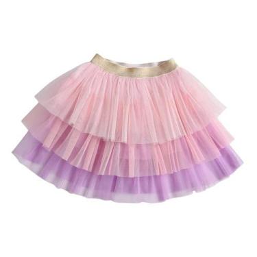 Imagem de Minissaia de Tule Gradiente 3 Camadas para Meninas (3 a 8 anos) - Saia