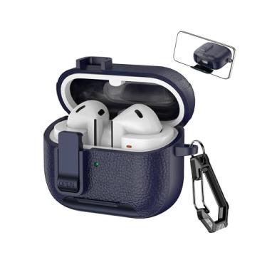 Imagem de SKPY Capa compatível com Samsung Galaxy Buds 3/3 Pro com cadeado e chaveiro, capa protetora de couro à prova de choque para Galaxy Buds 3/3 Pro para mulheres e homens