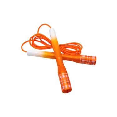 Imagem de KSY Corda de pular arco-íris (J-710, laranja) – Corda cardiovascular ajustável para exercícios físicos femininos e em casa | Alças macias, cabo de PVC liso, design leve | Feito na Coreia