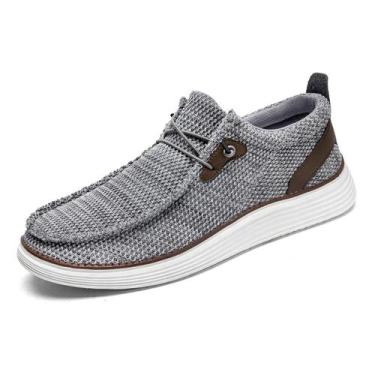 Imagem de Sapatos DLWKIPV, mocassins masculinos, tênis Slip On, cinza claro