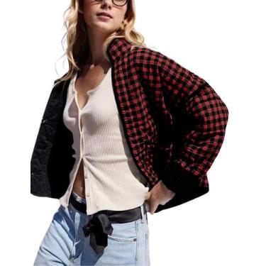 Imagem de Casaco Omoone Cropped acolchoado acolchoado e cardigã para mulheres