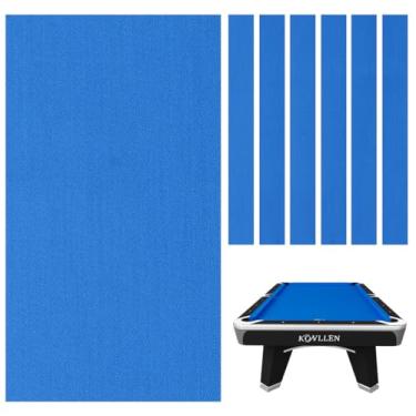 Imagem de KONLLEN Feltro de mesa de bilhar de 2,5 m com 6 tiras de pano pré-cortadas pano de bilhar de feltro para mesas de bilhar americanas de nove bolas