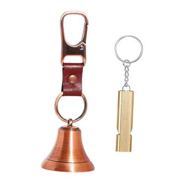 Imagem de menolana Conjunto de sino e apito de urso barulhento para mochila, pingentes multiuso, chaveiro, sino para cães, apito de emergência para caminhadas e, Bronze Vermelho Brilhante