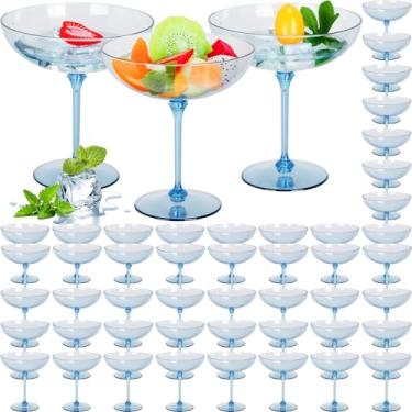 Imagem de LemonRoad Conjunto de copos de Martini destacáveis, 48 peças, 255 g, cupê, coquetel, sobremesa, copos para champanhe, vinho, casamento, festas de fim de ano (azul)