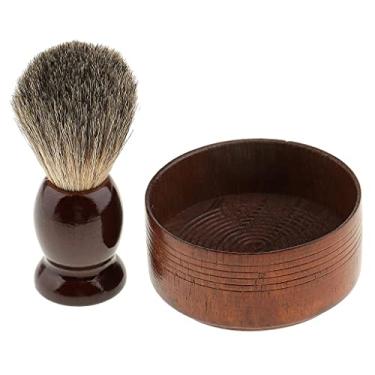Imagem de Conjunto de pincéis de barbear de madeira premium | Barber's Choice Shaving Bowl | Criação de espuma luxuosa | Qualidade de salão profissional | para dar de presente