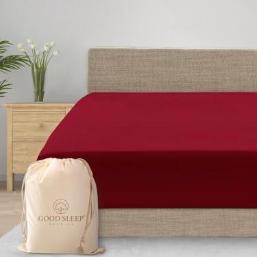 Imagem de Good Sleep Bedding Lençol com elástico Twin GG 1000 fios extra longo Twin XL, macio e respirável com bolso profundo de 40,6 cm, 100% algodão egípcio - Borgonha