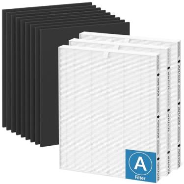 Imagem de Filtro de substituição A compatível com Winix PlasmaWave C535, 5300-2, 6300-2, 6300-2, 6300, 5300, P300, 9000, 5000, 5000B, 3 filtros premium e 9 pré-filtros de carvão ativado, pacote com 3