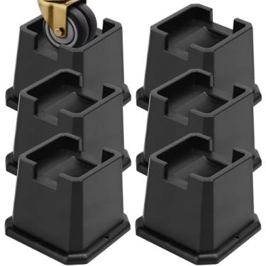 Imagem de MCXYEM Elevação ajustável para móveis de cama elevações em alturas elevadores resistentes para postes e rodas de móveis sofá cama sofá cadeira mesa (conjunto de 6, roda fixa 7,6 cm)