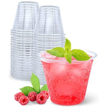 Imagem de Copos de plástico transparente de 255 ml, pacote com 50 copos de vinho de plástico descartáveis para casamento e festa, copos de plástico elegantes, copos de plástico, copos de plástico para café gelado, bebidas frias