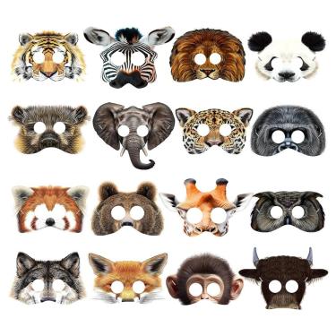Imagem de Máscaras de cabeça de animal Jungle Animal Paper para festa de nascimento de crianças