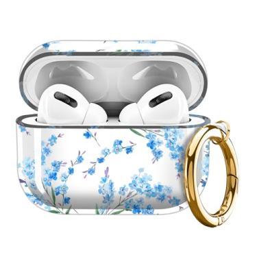 Imagem de Capa transparente compatível com AirPod Pro 2, linda estampa de flor com chaveiro dourado, capa protetora de TPU macio à prova de choque para Air pod Pro 2ª geração (2023/2022/2019) para meninas e