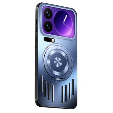 Imagem de FWYANZH Capa magnética para Xiaomi 17 Pro Max/17 Pro/17, suporte de anel dobrável giratório, proteção total da lente, revestimento de radiação de calor de resfriamento, azul, 17