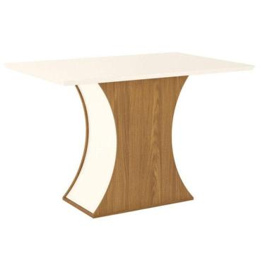Imagem de Mesa De Jantar Luiza 120 Cm Canto Reto Sem Vidro Nature Off White - Henn