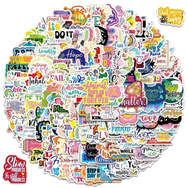 Imagem de Pacote de adesivos em estilo grafite colorido com citações em inglês, 50 unidades