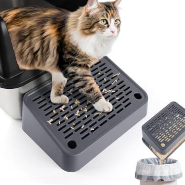 Imagem de Lanstics Degrau de caixa de areia, rampa de caixa de areia para gatos, apanhador de areia cinza com função de filtro, degraus de gato para caixa de areia anti-rastreamento e fácil de limpar, ideal