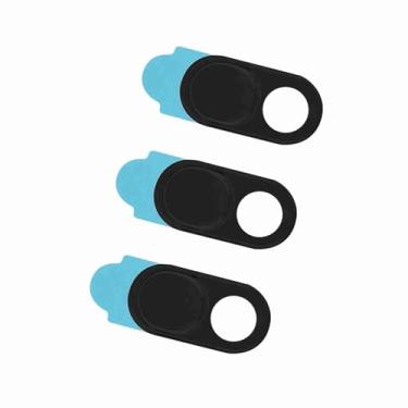 Imagem de Luqeeg Tampa de Lente de Metal para Webcam - Adesivo de Proteção de Privacidade de Câmera Fina para Tablets de Smartphone, Laptop - 3 Unidades (Preto)