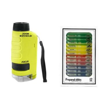 Imagem de Kit De Microscópio Mini Portátil Para Crianças 60-120x Com Luz LED Mic