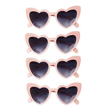 Imagem de The Paisley Box Óculos de sol de coração para mulheres, lembrancinhas de despedida de solteira, óculos em forma de coração, pacote com 4, Rosa, pacote com 4, One Size