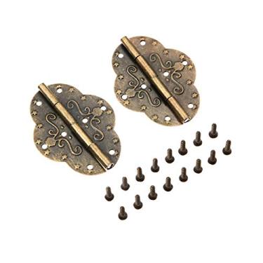 Imagem de 2pcs articulação de armário antigas para jóias caixa de madeira móveis encaixes porta gaveta decorativa bronze pequena dobradiça 69 * 53mm YYDFPIIA