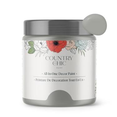 Imagem de Tinta de giz Country Chic All-in-One para móveis, armários, decoração de casa, ecológica, acabamento fosco, primer embutido e revestimento superior para madeira, metal - Pebble Beach (cinza) - 237 ml