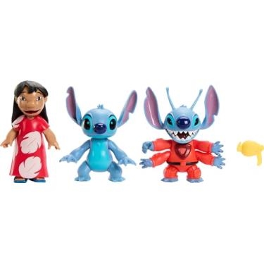 Imagem de Mattel Conjunto De 3 Bonecos De Ação Disney Lilo & Stitch Storytellers, Pacote De Brinquedos Colecionáveis Finding Ohana Com Lilo, Stitch E Experimento 626