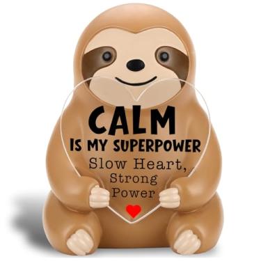 Imagem de SunyJone Calm is My Superpower Sloth Figurine, Slow Heart Strong Power Inspirational Desk Decor, Emotional Support Self-Care Gift for Women Men Friends Teens, Mindfulness Relaxation Reminder SCC11