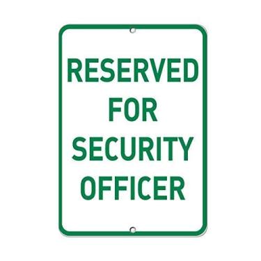 Imagem de Lilyanaen Novo sinal de metal de alumínio reservado para oficial de segurança placa de estacionamento para exterior e interior 30,5 cm x 20,3 cm