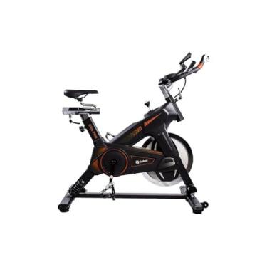 Imagem de Bicicleta Ergométrica Spinning Pro Residencial, Preta e Azul, Aço, LCD Multifunções, Freio Mecânico, 100kg, 52x110x118cm