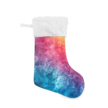 Imagem de GakkiGii Pacote com 2 meias coloridas de Natal com ondulações de água, decoração grande para pendurar na parede da árvore da lareira, 45 x 31 cm