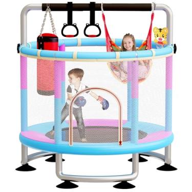 Imagem de CYlively Trampolim infantil de 60 "para crianças, trampolim de 5 pés para crianças, trampolim ajustável grande para crianças interno e externo, trampolim pequeno rosa infantil de 500 libras