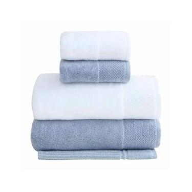 Imagem de Jogo de Toalhas Hannah Intense Air de Banho com 05 Peças Branco e Azul - Buddemeyer