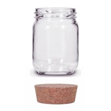 Imagem de Kit 15 unidades - Pote de vidro Redondo 200ml - Tampa Cortiça Rolha