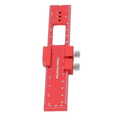 Imagem de AUNMAS Régua para Carpintaria de 6 Unidades, Ferramenta de Metal de Bolso Com Parada Deslizante Ajustável Em Liga de Alumínio para Projetos de Marcação e Medição