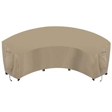 Imagem de OutdoorLines Capa seccional curvada à prova d'água para ambientes externos, resistente a UV, à prova de vento, para deck, gramado e quintal, capas de móveis resistentes (190Lx36Dx39Hx128FL, Camel)