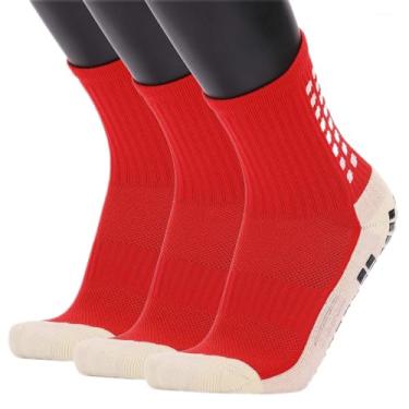 Imagem de Andoer Meias antiderrapantes masculinas de futebol Meias longas atléticas Meias absorventes esportivas para basquete, futebol, voleibol, corrida, trekking, caminhada, 1 par / 3, pares