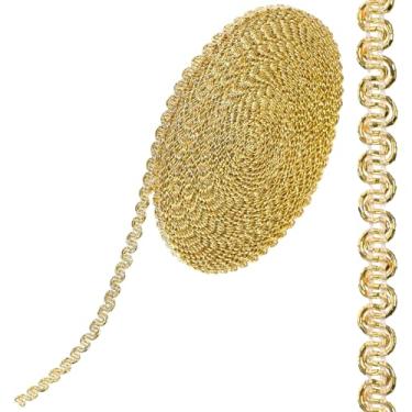 Imagem de Toyvian Fita de Acabamento Trançada, 0,6 Cm (0,24 Polegadas), Fita de Renda Dourada para Costura, Decoração de Casamento, Festa de Noivado, Artesanato, Costura, Natal, 10 M