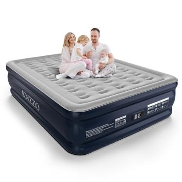 Imagem de KNZZO Colchão de ar Queen com bomba embutida, colchão inflável superior de 45,7 cm com tecido flocado impermeável, cama inflável rápida de três minutos. Colchão inflável portátil para casa, exterior e