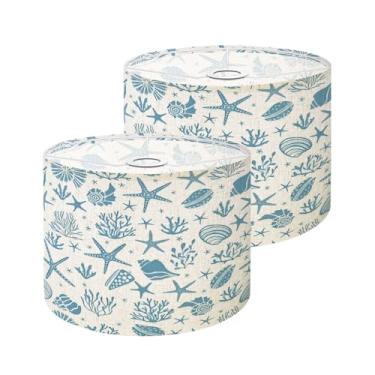 Imagem de Conjunto de 2 abajures costeiros com estampa de conchas, corais, abajur, luminárias de mesa, candeeiros de chão, abajur, abajur, substituição