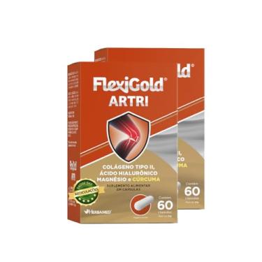Imagem de Kit 2 Flexigold Artri 120 Caps Colágeno Tipo 2 Magnésio Ácido Hialurônico Cúrcuma Herbamed