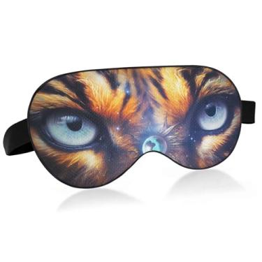 Imagem de Kigai Máscara de dormir para mulheres e homens, céu estrelado fantasia tigre super macia máscara blackout com alça ajustável, máscara de olho de viagem para ioga trabalho avião