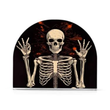 Imagem de Wassud Porta-guardanapos de acrílico de caveira de Halloween, dispensador de guardanapo de papel moderno em forma de U para mesa, cozinha, sala de jantar, bancada 1 peça (comporta 50-60 guardanapos)