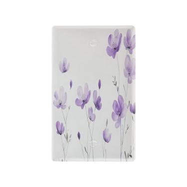 Imagem de Wassud Capa de interruptor de luz, placa de parede decorativa para tomadas elétricas, flores simples e minimalistas, em branco, 11 x 7 cm